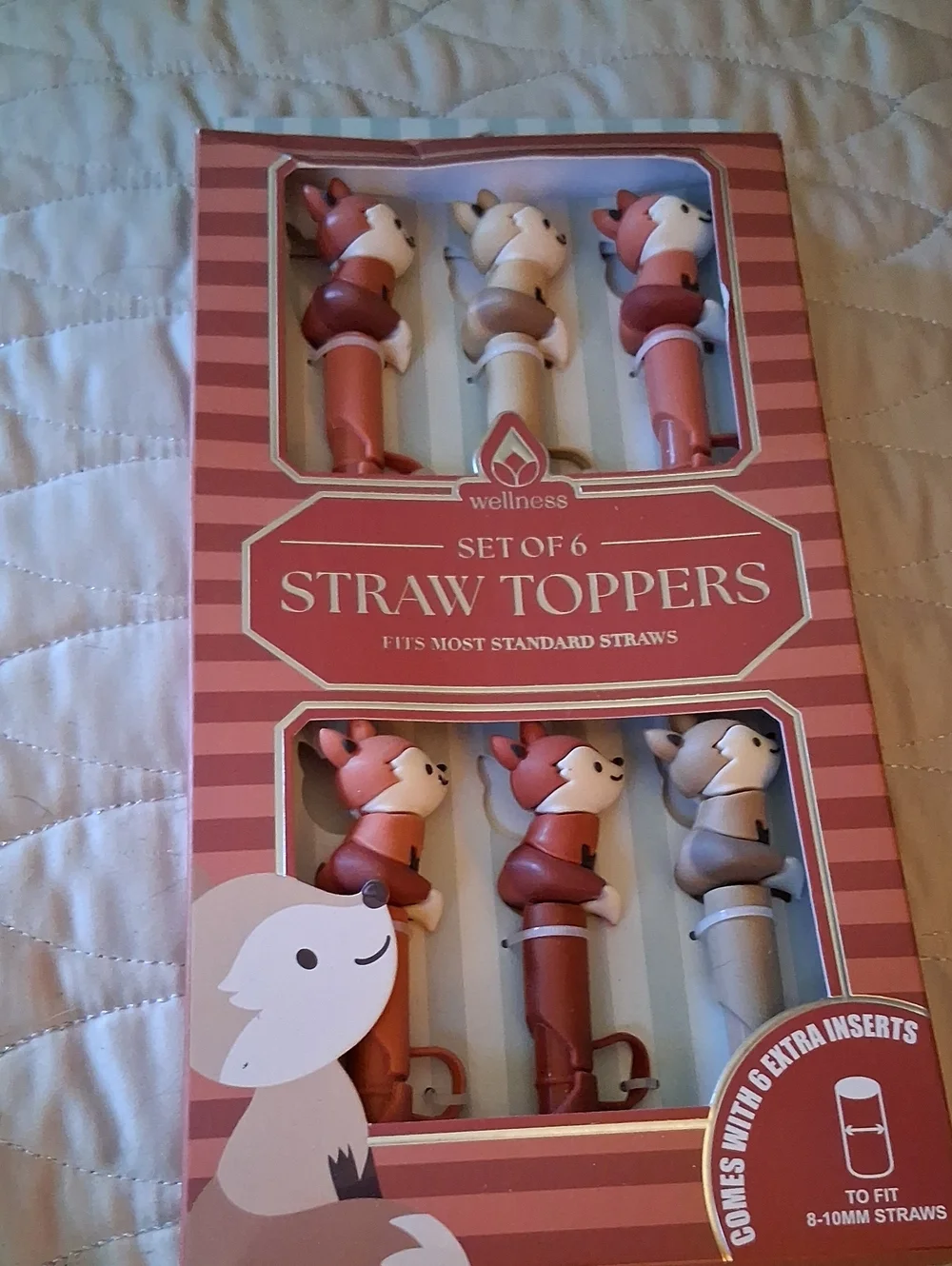 Wellness Fox Straw Toppers - Set of 6 (Pink, Brown, Cream)